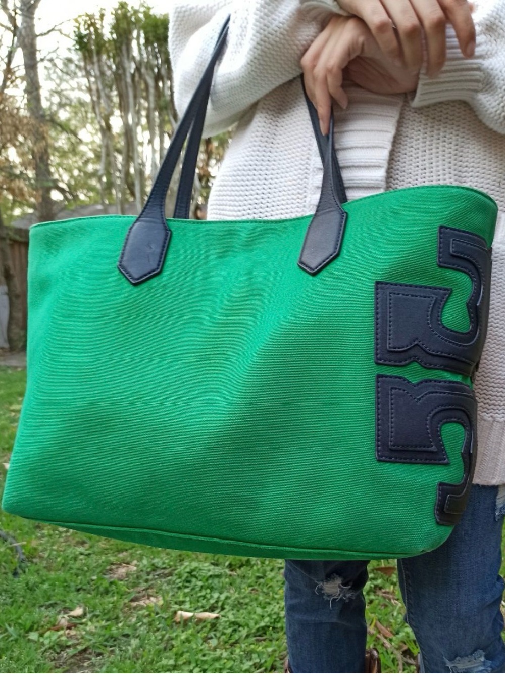 Tory Burch Canvas Green tote